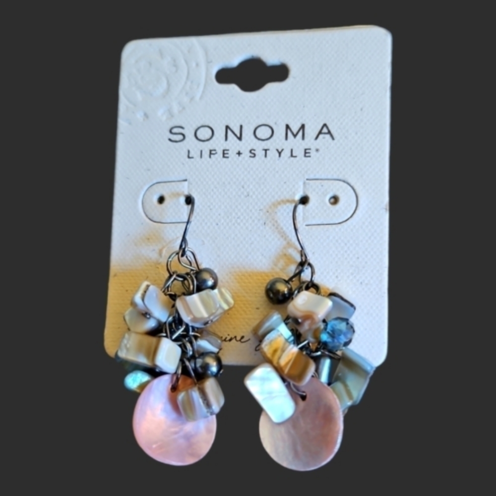 3/$30 SONOMA Cluster Shell Beaded Dangle Hook Festival Earrings